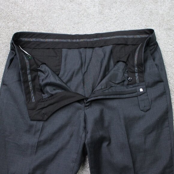 LAUREN Ralph Lauren Dress Pants Mens 42x32 Gray 100% Wool Flat Front Straight - Picture 9 of 11
